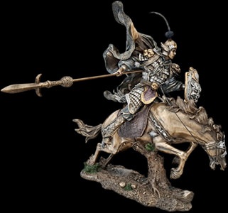 Episk statue af Zhao Yun fra De Tre Kongeriger i bronzefinish